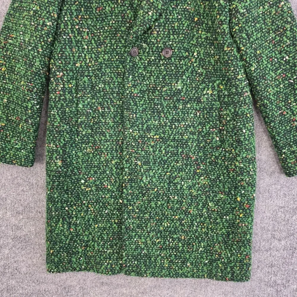 J Crew Coat Women 4 Daphne Boucle Tweed Single Breasted Green Preppy Chic